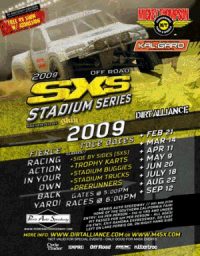 2009 SXS Race F lyer with race dates